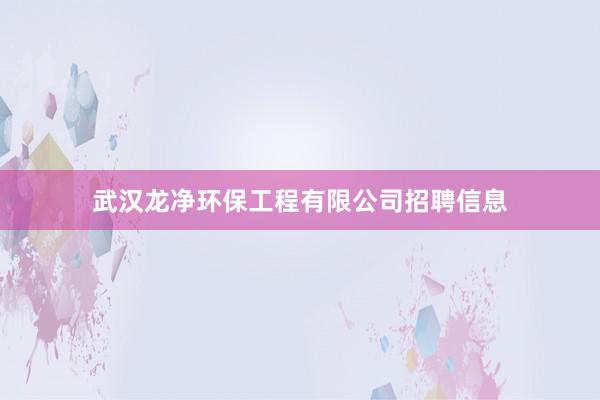 武汉龙净环保工程有限公司招聘信息